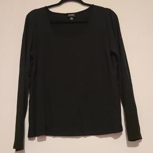 Women's Eileen Fisher Black Round Neck Long Sleeve Shirt L Large
